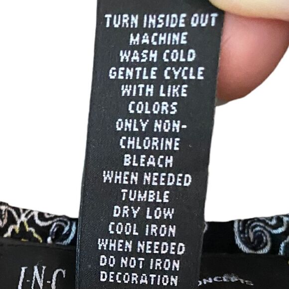 I.N.C. NWT Sz S Black Yellow Paisley Gold Accents 2-Piece Tank Top & Blouse - Picture 7 of 8